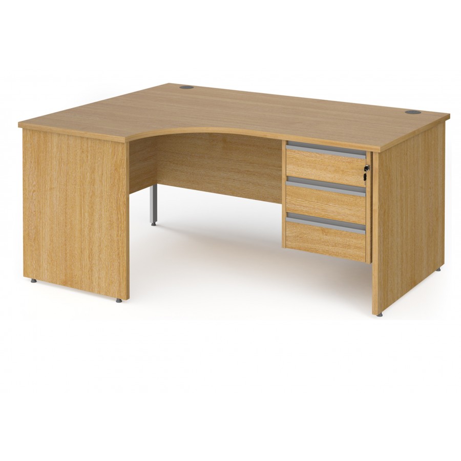 Harlow Panel End Ergonomic Desk with Three Drawer Pedestal